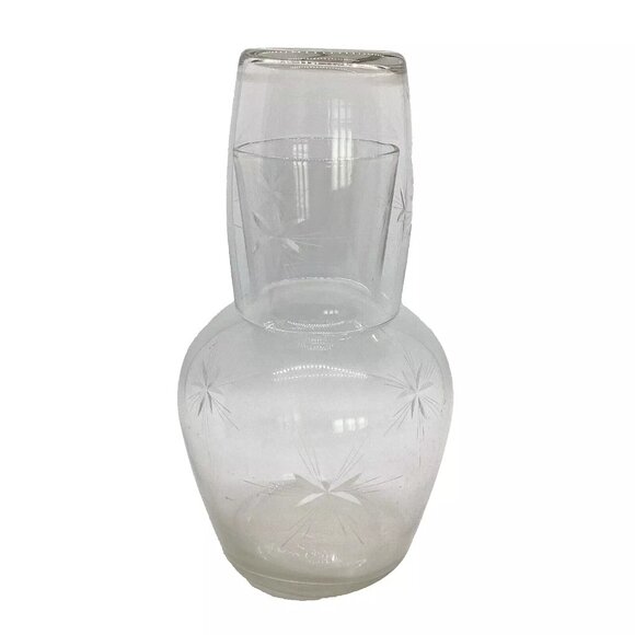 Vintage Bedside Water Carafe Tumble Up & Drinking Glass - Picture 1 of 5